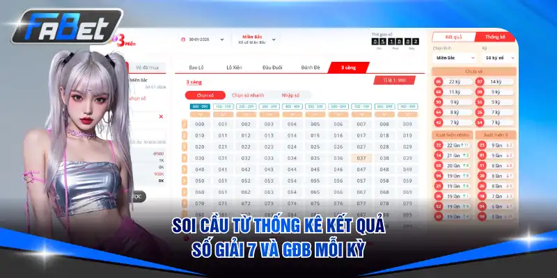 Soi cầu từ thống kê kết quả số giải 7 và GĐB mỗi kỳ